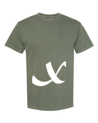 Alphabet X T-Shirt 9 inch calligraphy White ink, Moss