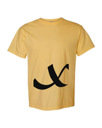 Alphabet X T-Shirt 9 inch calligraphy Black ink, Mustard