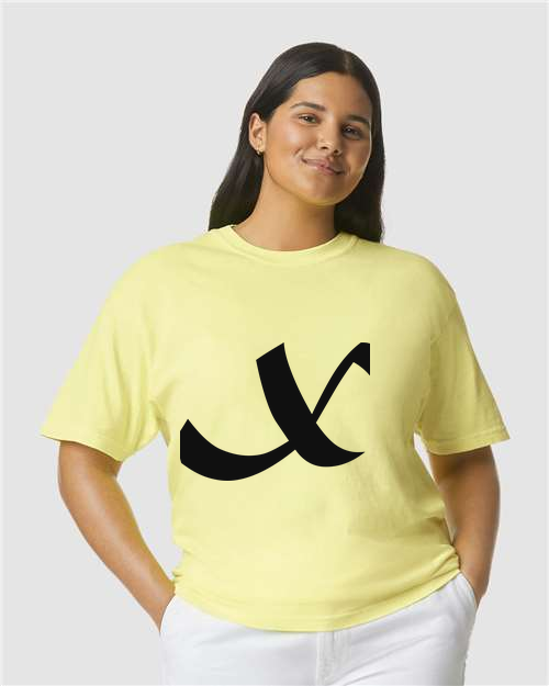 Alphabet X T-Shirt 9 inch calligraphy Black ink, Neon Lemon