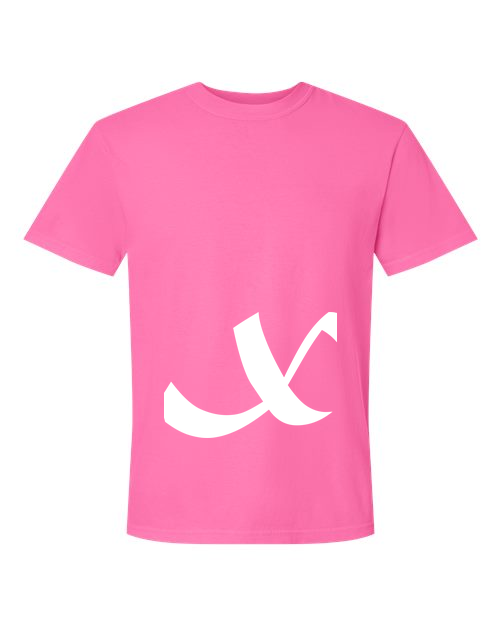Alphabet X T-Shirt 9 inch calligraphy White ink, Neon Pink