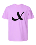 Alphabet X T-Shirt 9 inch calligraphy Black ink, Neon Violet