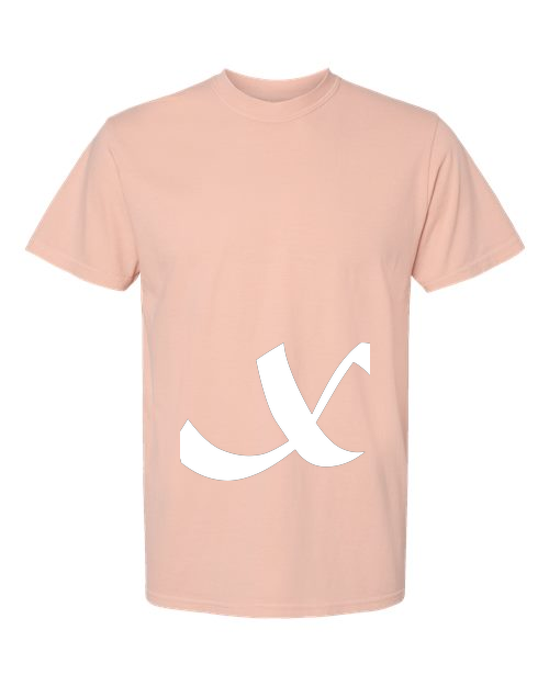 Alphabet X T-Shirt 9 inch calligraphy White ink, Peachy