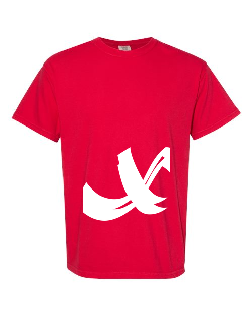 Alphabet X T-Shirt 9 inch calligraphy White ink, Red