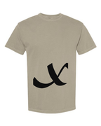 Alphabet X T-Shirt 9 inch calligraphy Black ink, Sandstone