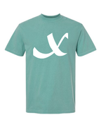 Alphabet X T-Shirt 9 inch calligraphy White ink, Seafoam