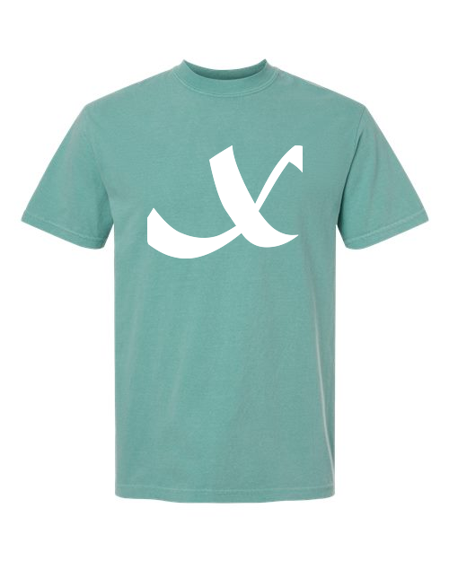 Alphabet X T-Shirt 9 inch calligraphy White ink, Seafoam