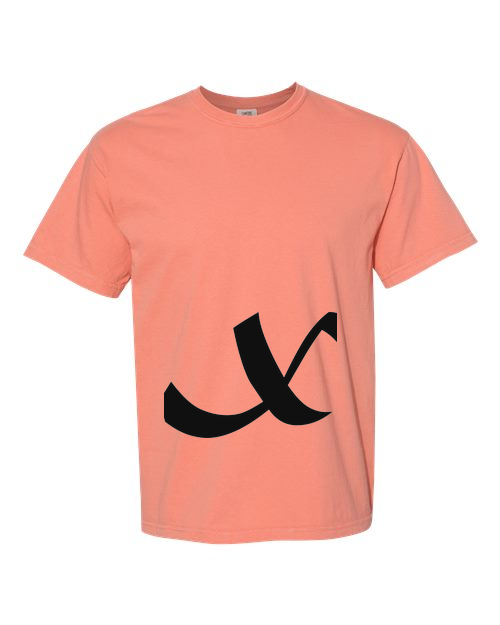 Alphabet X T-Shirt 9 inch calligraphy Black ink, Terracotta