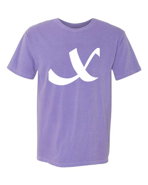 Alphabet X T-Shirt 9 inch calligraphy White ink, Violet