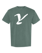 Alphabet Y T-Shirt 9 inch calligraphy White ink, Blue Spruce