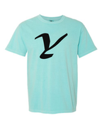 Alphabet Y T-Shirt 9 inch calligraphy Black ink, Chalky Mint