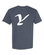 Alphabet Y T-Shirt 9 inch calligraphy White ink, Denim