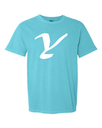 Alphabet Y T-Shirt 9 inch calligraphy White ink, Lagoon