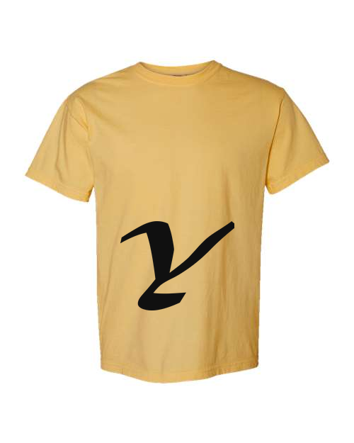 Alphabet Y T-Shirt 9 inch calligraphy Black ink, Mustard