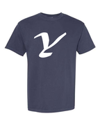 Alphabet Y T-Shirt 9 inch calligraphy White ink, Navy