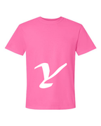 Alphabet Y T-Shirt 9 inch calligraphy White ink, Neon Pink