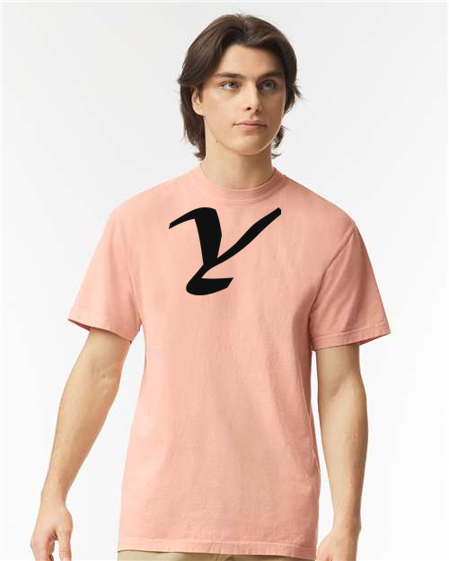 Alphabet Y T-Shirt 9 inch calligraphy White ink, Peachy