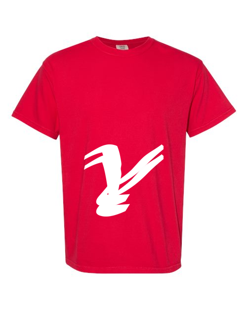 Alphabet Y T-Shirt 9 inch calligraphy White ink, Red