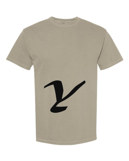 Alphabet Y T-Shirt 9 inch calligraphy Black ink, Sandstone