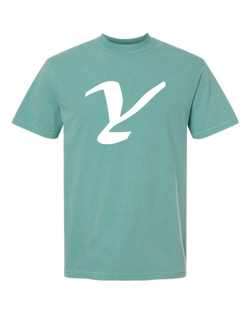 Alphabet Y T-Shirt 9 inch calligraphy White ink, Seafoam
