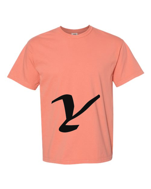 Alphabet Y T-Shirt 9 inch calligraphy Black ink, Terracotta