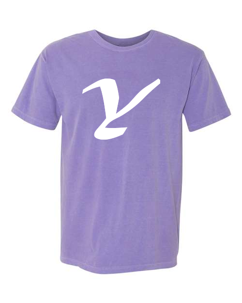 Alphabet Y T-Shirt 9 inch calligraphy White ink, Violet