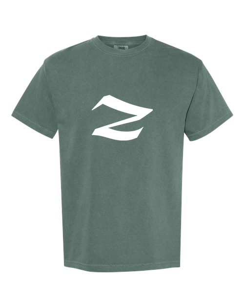 Alphabet Z T-Shirt 9 inch calligraphy White ink, Blue Spruce