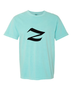 Alphabet Z T-Shirt 9 inch calligraphy Black ink, Chalky Mint