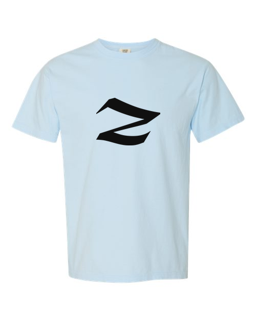 Alphabet Z T-Shirt 9 inch calligraphy Black ink, Chambray