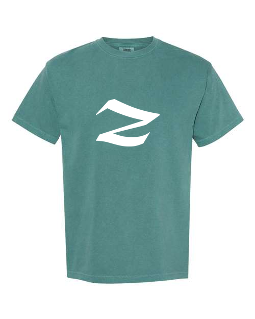 Alphabet Z T-Shirt 9 inch calligraphy White ink, Emerald