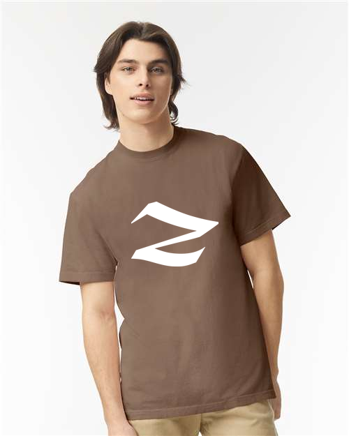 Alphabet Z T-Shirt 9 inch calligraphy White ink, Espresso