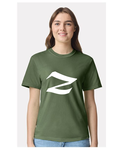 Alphabet Z T-Shirt 9 inch calligraphy White ink, Hemp