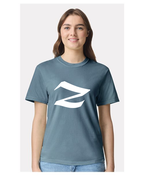 Alphabet Z T-Shirt 9 inch calligraphy White ink, Ice Blue