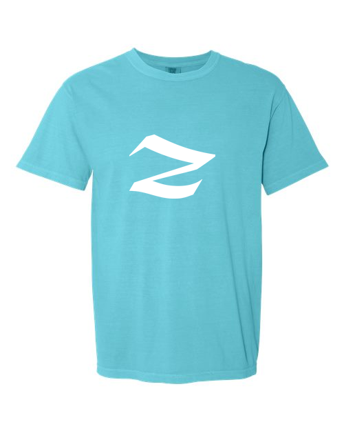 Alphabet Z T-Shirt 9 inch calligraphy White ink, Lagoon