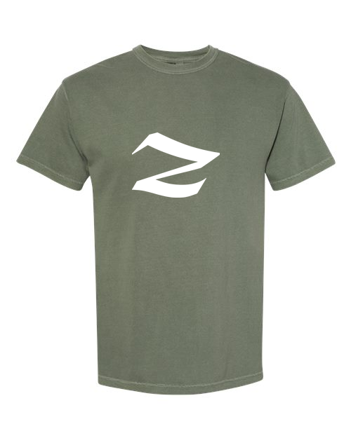 Alphabet Z T-Shirt 9 inch calligraphy White ink, Moss
