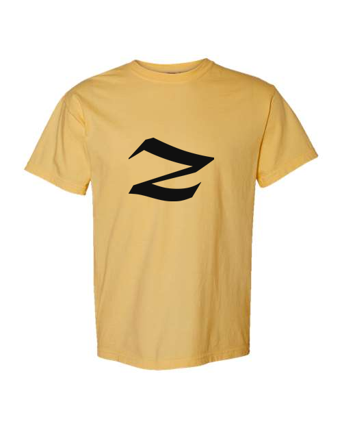 Alphabet Z T-Shirt 9 inch calligraphy Black ink, Mustard