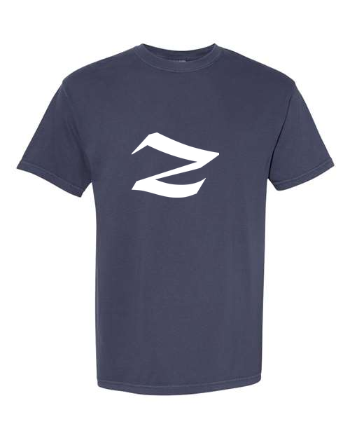 Alphabet Z T-Shirt 9 inch calligraphy White ink, Navy