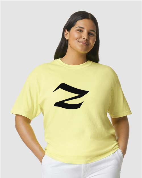 Alphabet Z T-Shirt 9 inch calligraphy Black ink, Neon Lemon