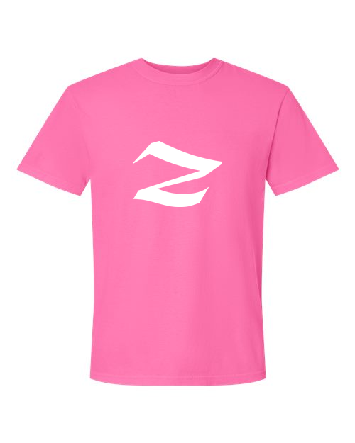Alphabet Z T-Shirt 9 inch calligraphy White ink, Neon Pink