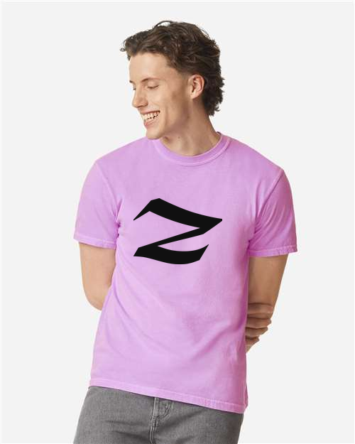 Alphabet Z T-Shirt 9 inch calligraphy Black ink, Neon Violet