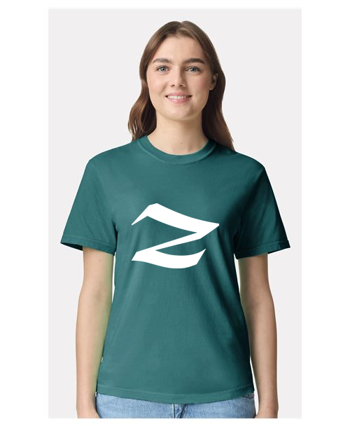 Alphabet Z T-Shirt 9 inch calligraphy White ink, Seafoam