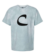 Alphabet C T-Shirt 9 inch calligraphy Black ink, Ocean