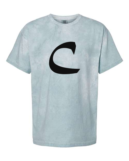 Alphabet C T-Shirt 9 inch calligraphy Black ink, Ocean