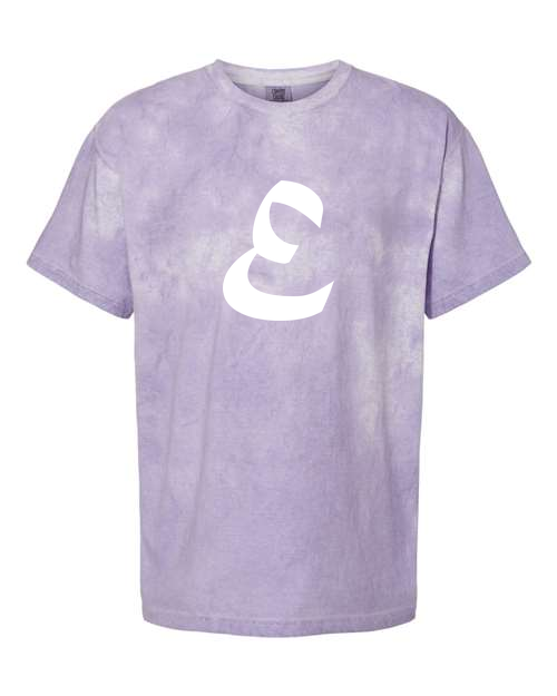 Alphabet E T-Shirt 9 inch calligraphy White ink, Amethyst