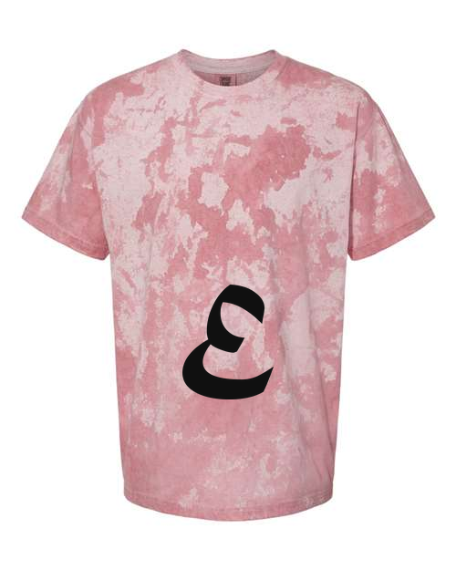 Alphabet E T-Shirt 9 inch calligraphy Black ink, Clay