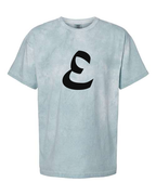 Alphabet E T-Shirt 9 inch calligraphy Black ink, Ocean