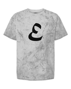 Alphabet E T-Shirt 9 inch calligraphy White ink, Smoke