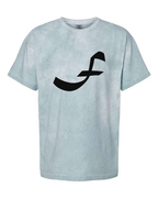 Alphabet F T-Shirt 9 inch calligraphy Black ink, Ocean