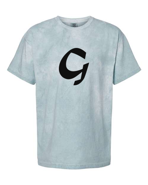 Alphabet G T-Shirt 9 inch calligraphy Black ink, Ocean