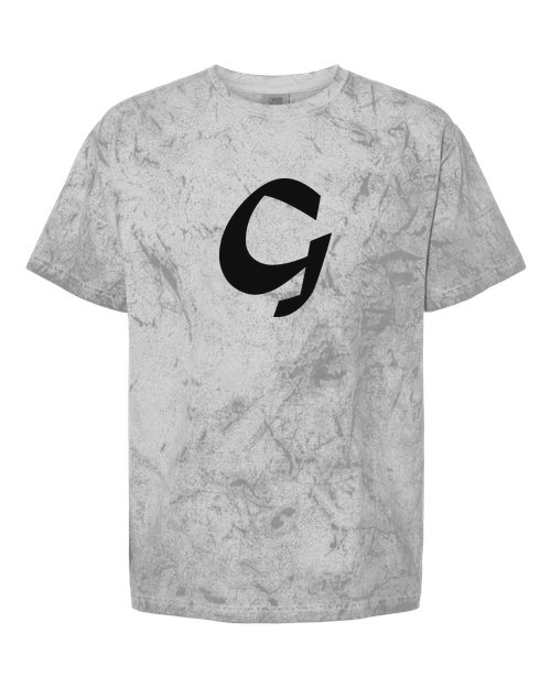 Alphabet G T-Shirt 9 inch calligraphy White ink, Smoke