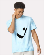 Alphabet I T-Shirt 9 inch calligraphy Black ink, Fiji Blue